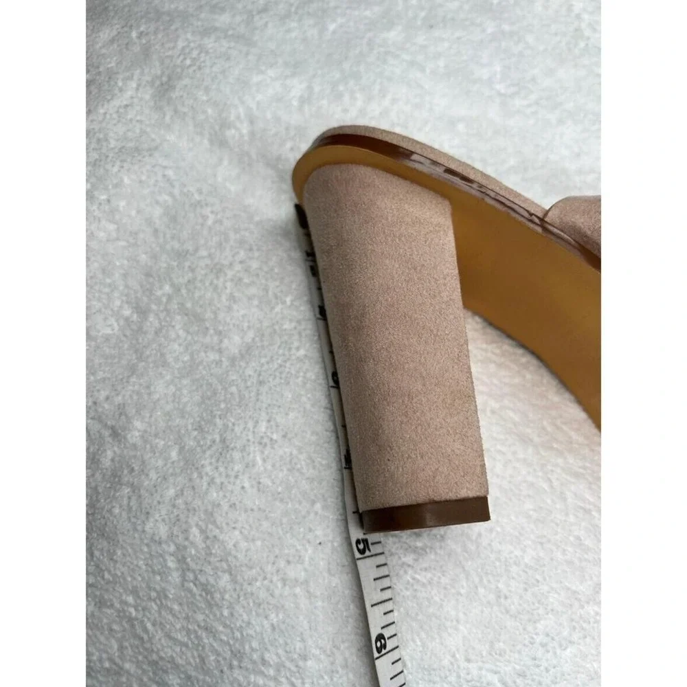 LULUS 10 Nude Suede Criss Cross Wrap Ankle Strap Block Heel Sandals